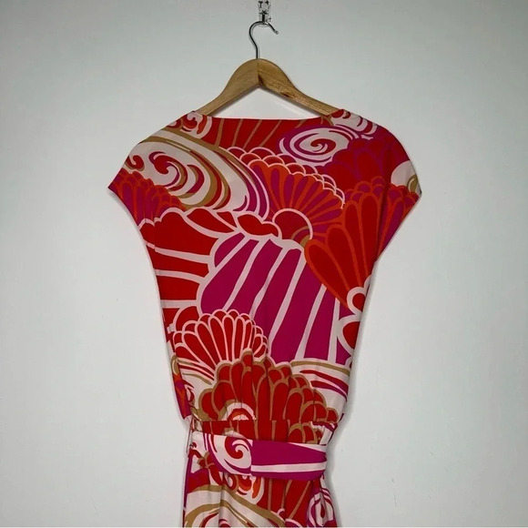 Natori Abstract Floral Cowl Neck Tie Waist Dress Size XS - Picture 6 of 7